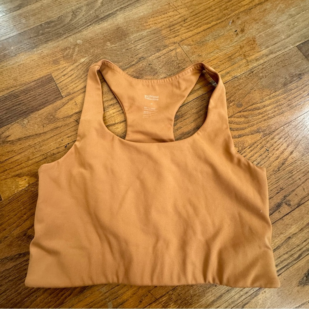 girlfriend collective Caramel Brown Racerback Sports Bra